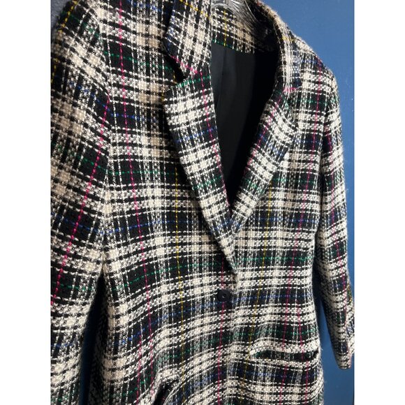 Vintage 80's Tweed Plaid Blazer Jacket - Picture 4 of 8